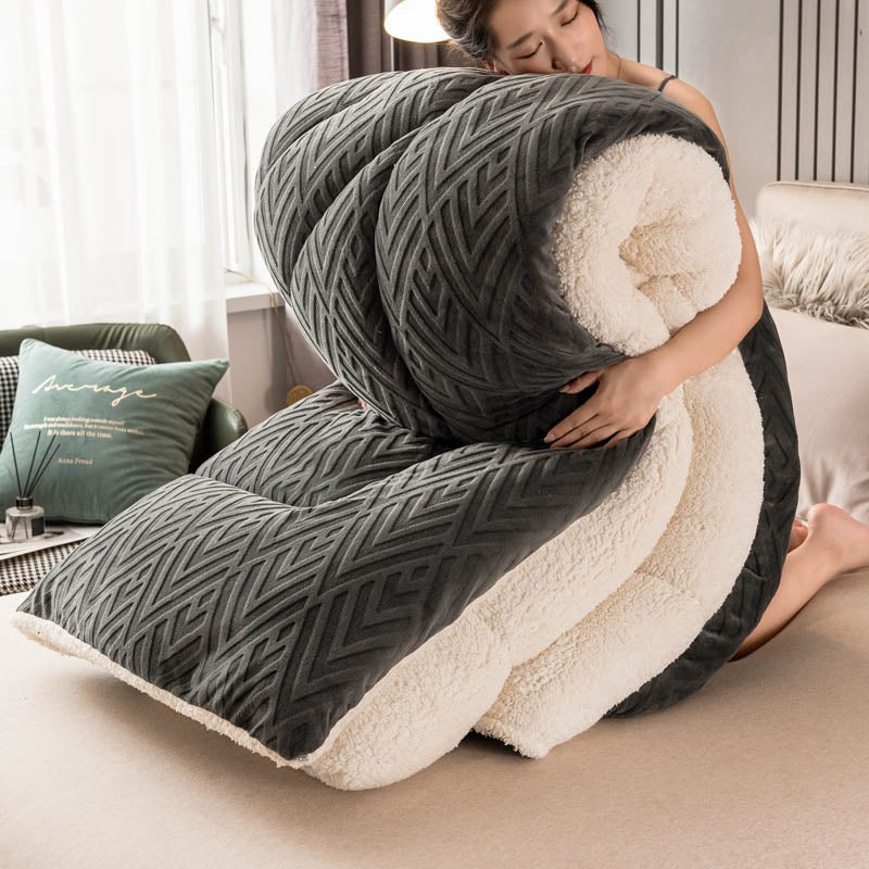 Dicke Sherpa-Winterdecke mit Steppkern – Extra Warm, Weich & Flauschig | Sansoti