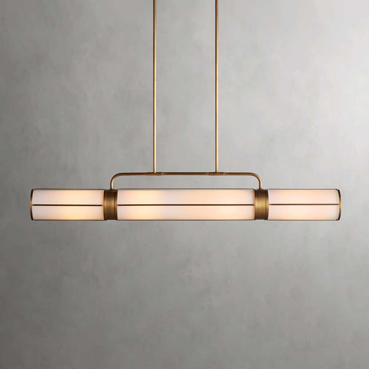 Lineare Pendelleuchte Milchglas 54–72 cm Messing Bronze Esstisch Kücheninsel Verstellbar Industrielles Design | Sansoti
