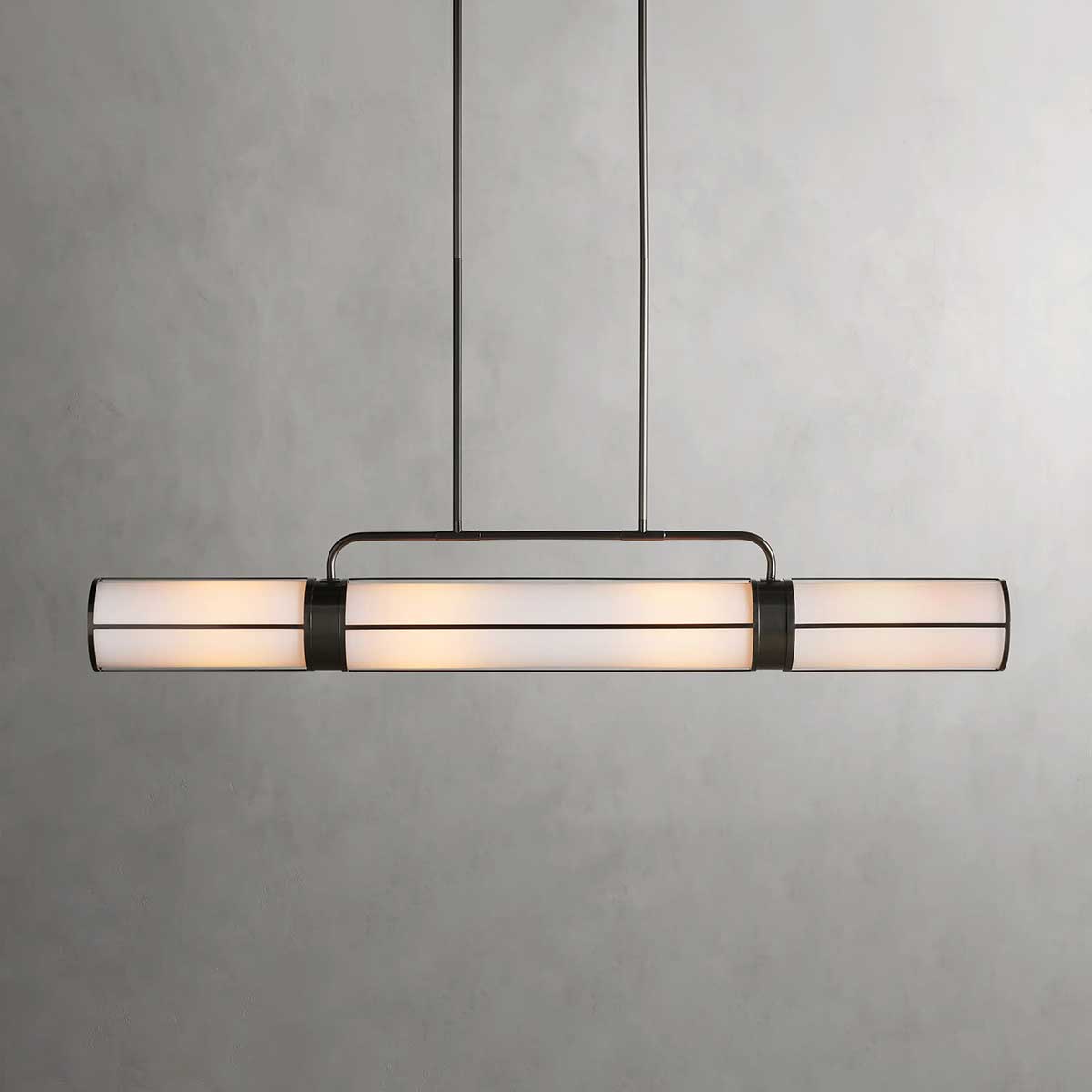 Lineare Pendelleuchte Milchglas 54–72 cm Messing Bronze Esstisch Kücheninsel Verstellbar Industrielles Design | Sansoti
