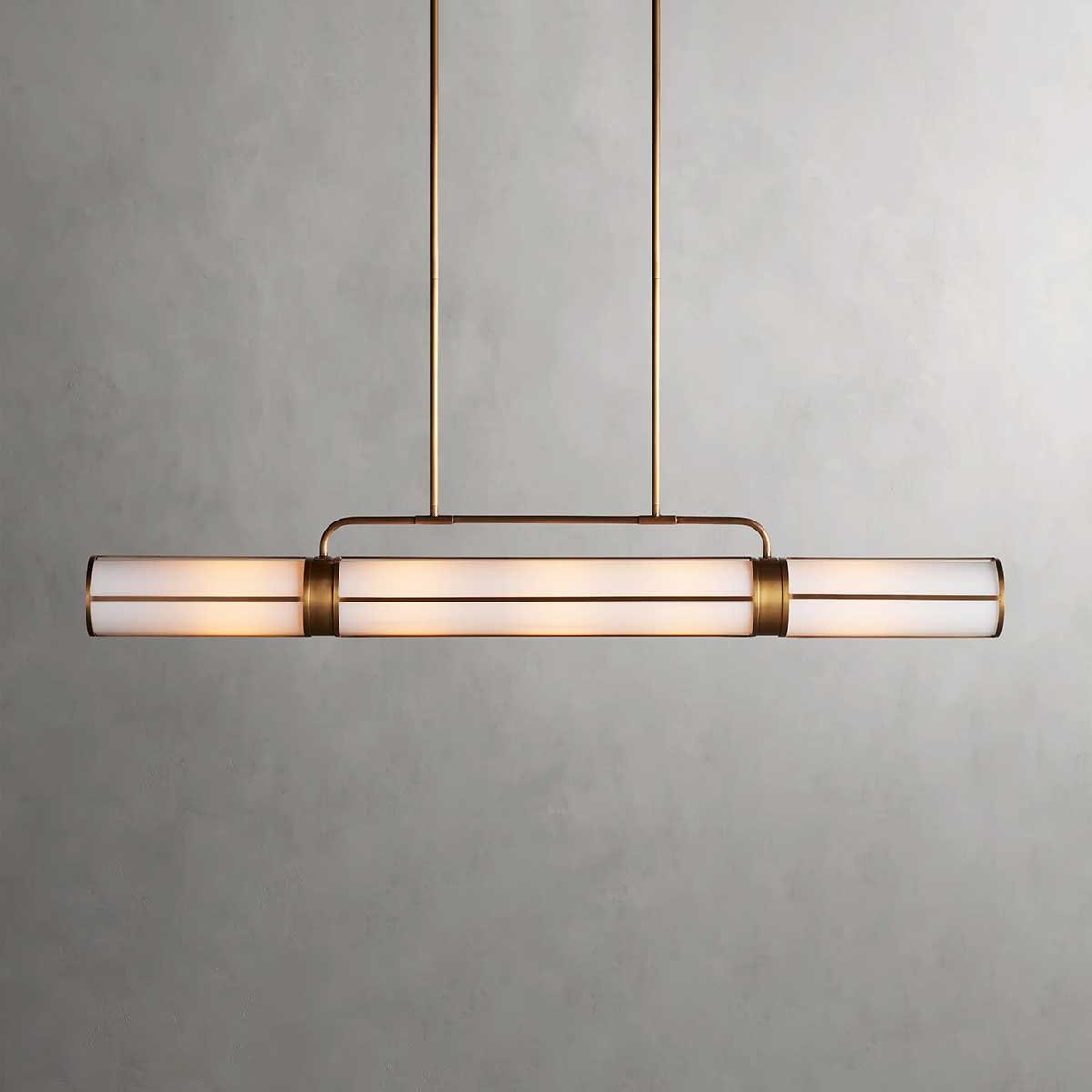 Lineare Pendelleuchte Milchglas 54–72 cm Messing Bronze Esstisch Kücheninsel Verstellbar Industrielles Design | Sansoti