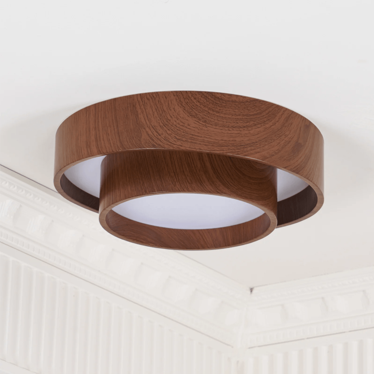 LED ceiling lamp walnut wood look Japandi living room bedroom round ceiling lamp modern lighting wood grain look | Sansoti