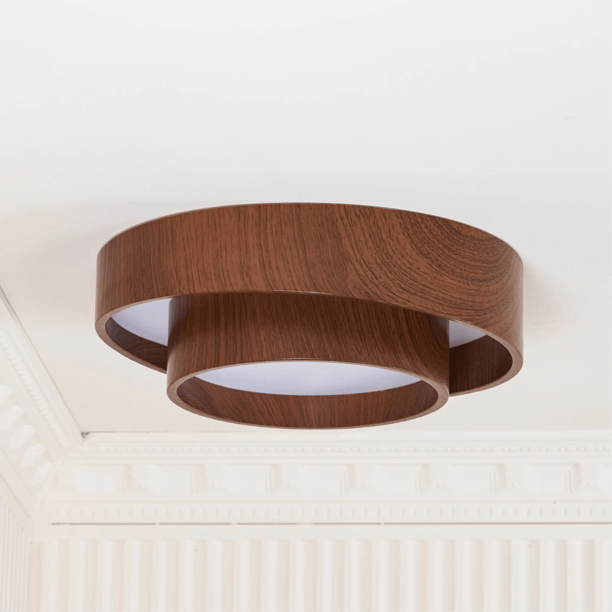 LED ceiling lamp walnut wood look Japandi living room bedroom round ceiling lamp modern lighting wood grain look | Sansoti