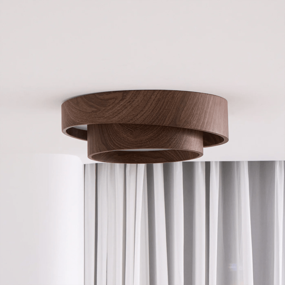 LED ceiling lamp walnut wood look Japandi living room bedroom round ceiling lamp modern lighting wood grain look | Sansoti