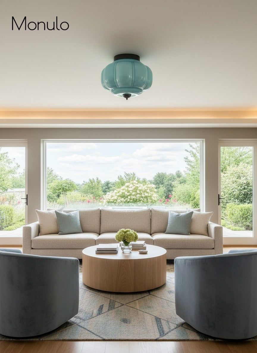 Retro Deckenlampe mit Milchglas-Schirm – Feine Semi-Flush-Mount-Beleuchtung für moderne Innenräume | Sansoti