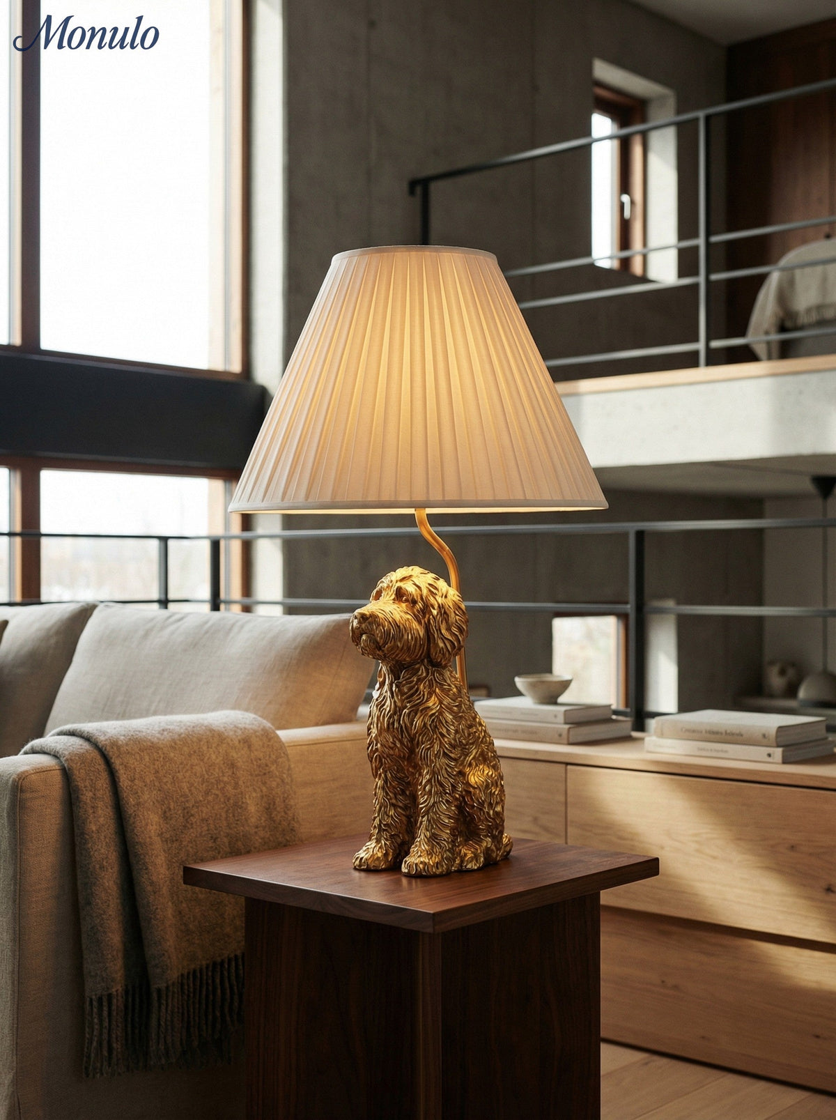Animal Figure Table Lamp with Cotton Shade – Classic Nightstand Lamp with Animal Motif | Sansoti