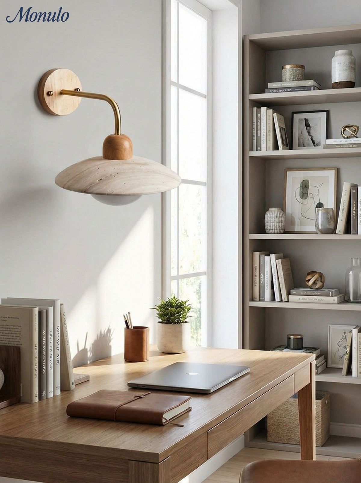 Travertin-Wandleuchte minimalistisches Scheibendesign Natursteinbeleuchtung für Wohnzimmer Schlafzimmer Flur moderne Innenraum-Wandbeleuchtung mit warmem Licht | Sansoti