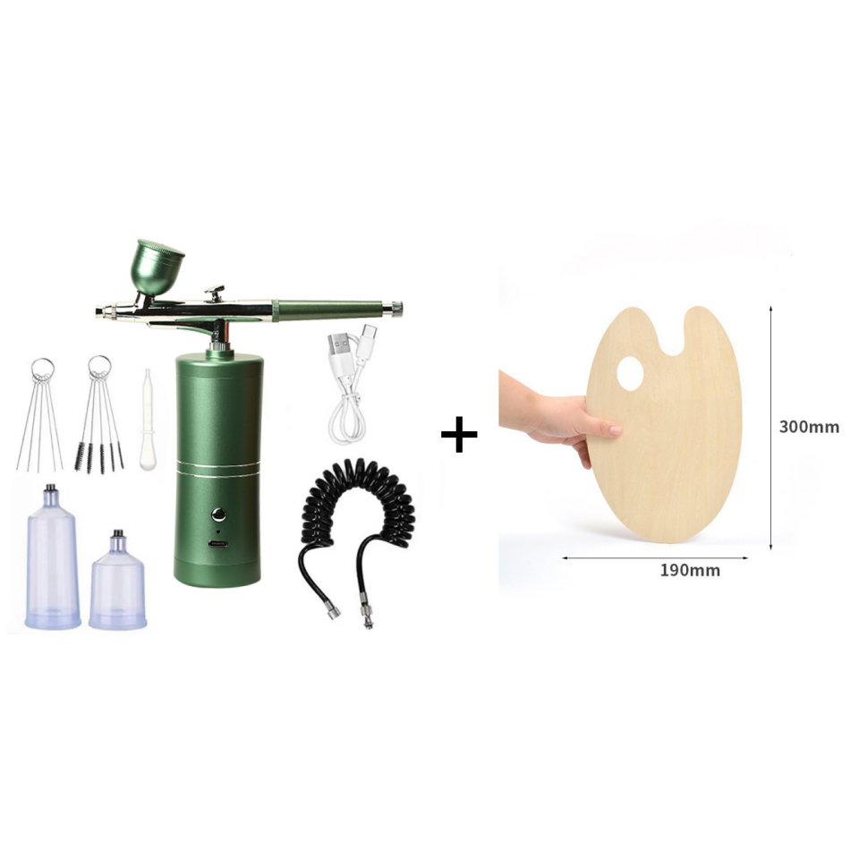 Wireless Airbrush Gun with 3 Interchangeable Nozzles and Rechargeable Battery for Model Building Art and Nail Art | Sansoti