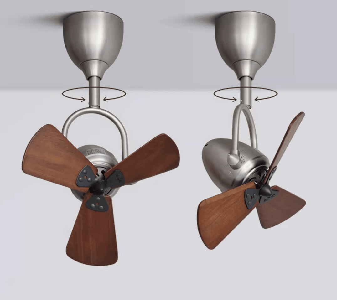 Deckenventilator mit Beleuchtung Ø38cm – Kippbares Modell mit 6 Geschwindigkeiten und Fernbedienung – Modernes Design mit Holzflügeln – Geeignet für kleine Räume | Sansoti