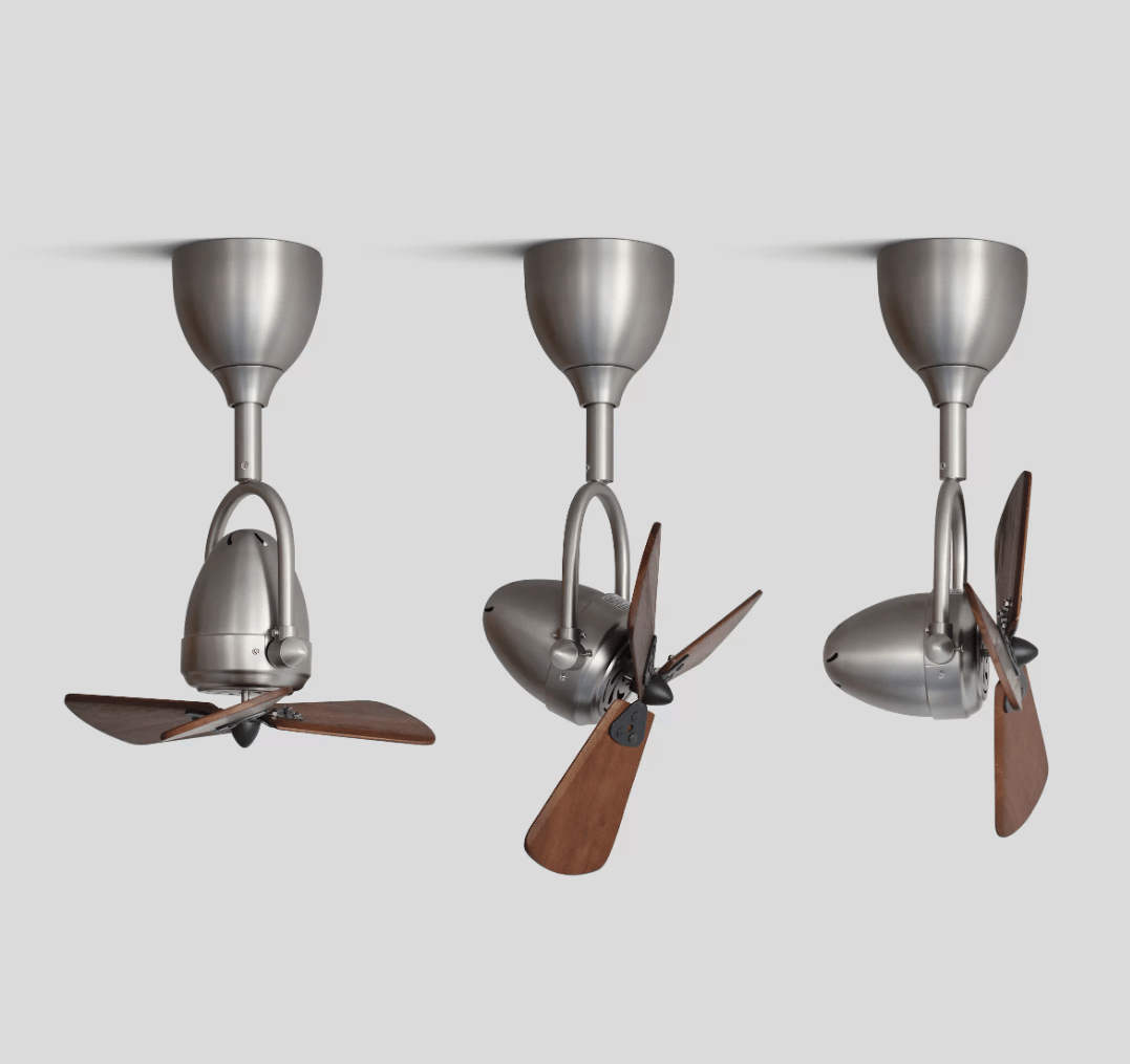 Deckenventilator mit Beleuchtung Ø38cm – Kippbares Modell mit 6 Geschwindigkeiten und Fernbedienung – Modernes Design mit Holzflügeln – Geeignet für kleine Räume | Sansoti