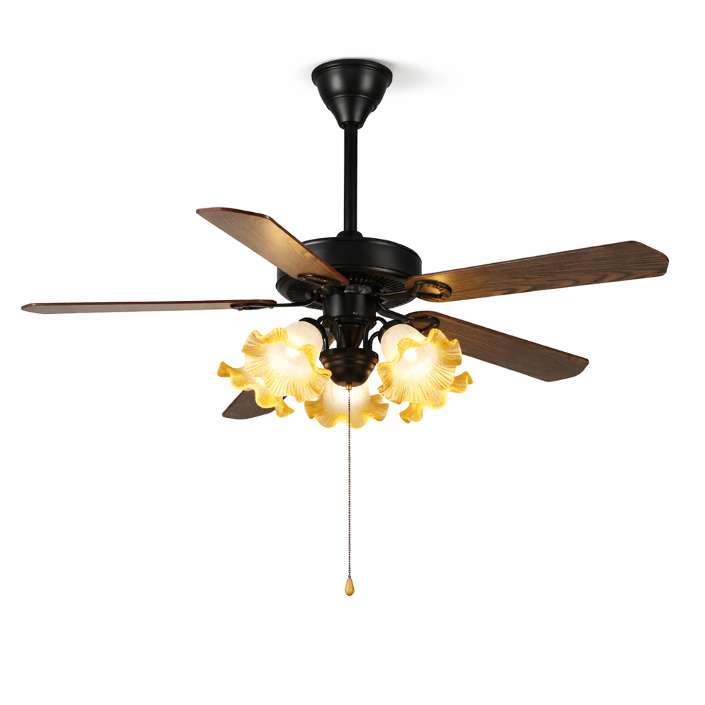 Theodore Vintage Ceiling Fan with Lighting — Retro Design with Dimmable Remote Control | Sansoti