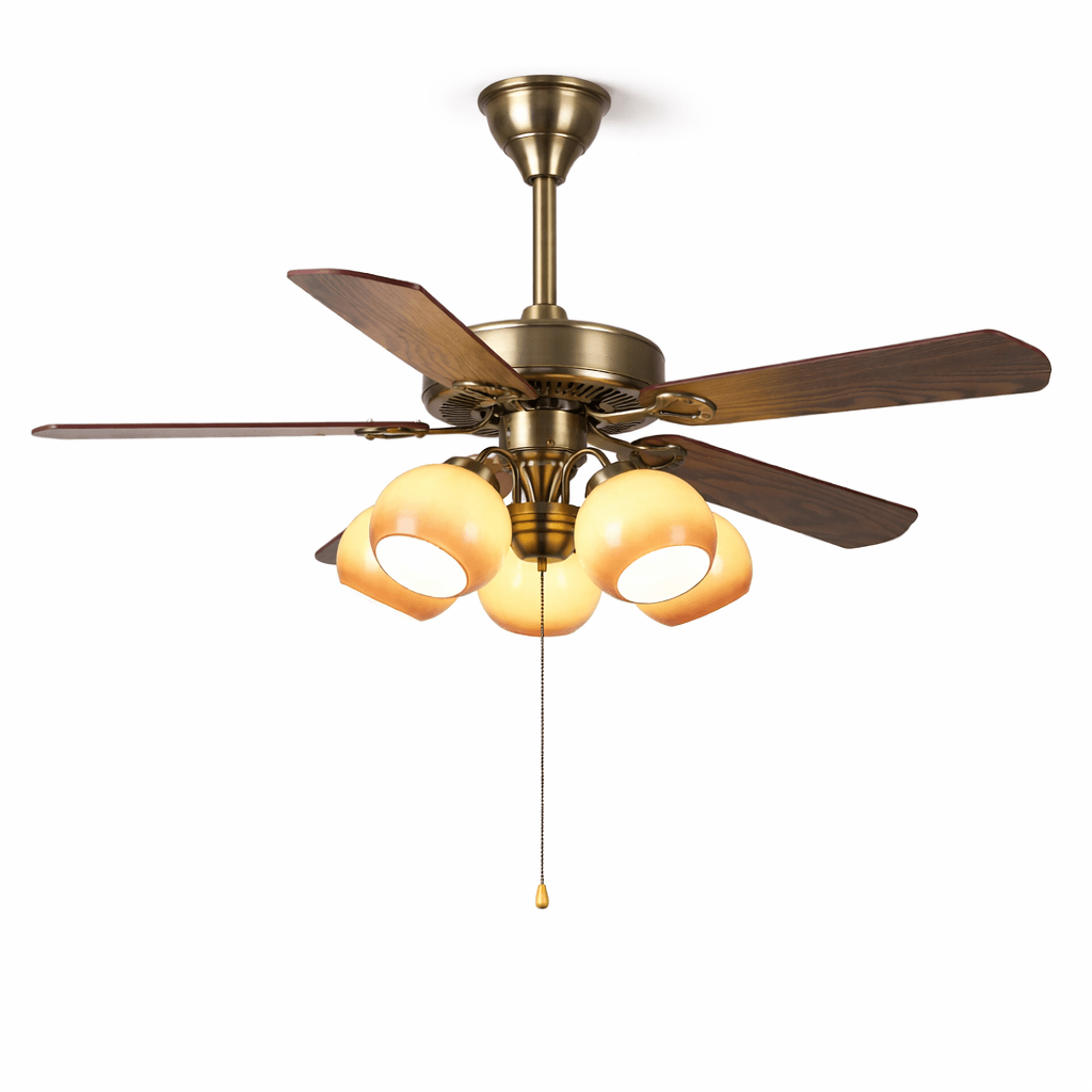Theodore Vintage Ceiling Fan with Lighting — Retro Design with Dimmable Remote Control | Sansoti