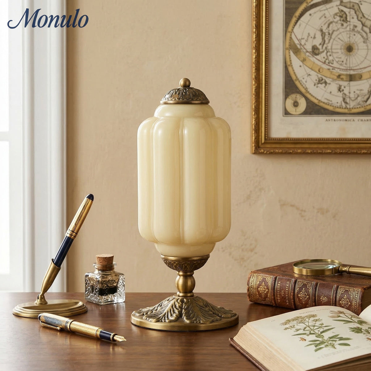Lampe de table en verre avec design festonné style vintage chambre salon éclairage d’accent noir laiton verre mat | Sansoti
