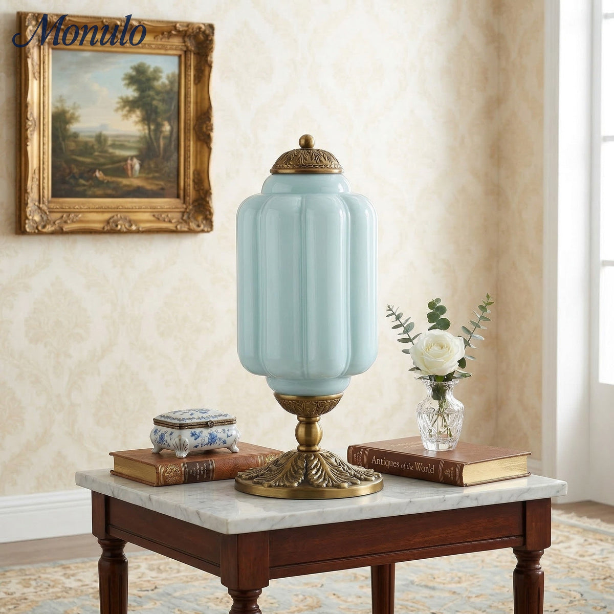 Lampe de table en verre avec design festonné style vintage chambre salon éclairage d’accent noir laiton verre mat | Sansoti