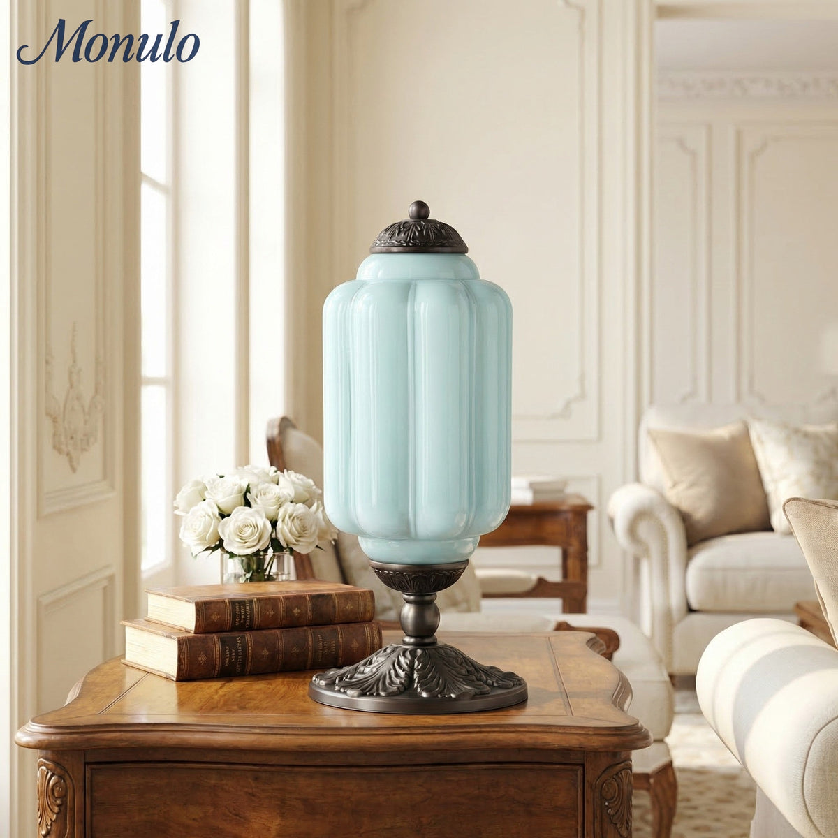 Lampe de table en verre avec design festonné style vintage chambre salon éclairage d’accent noir laiton verre mat | Sansoti
