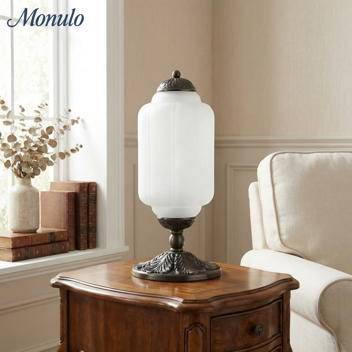 Lampe de table en verre avec design festonné style vintage chambre salon éclairage d’accent noir laiton verre mat | Sansoti