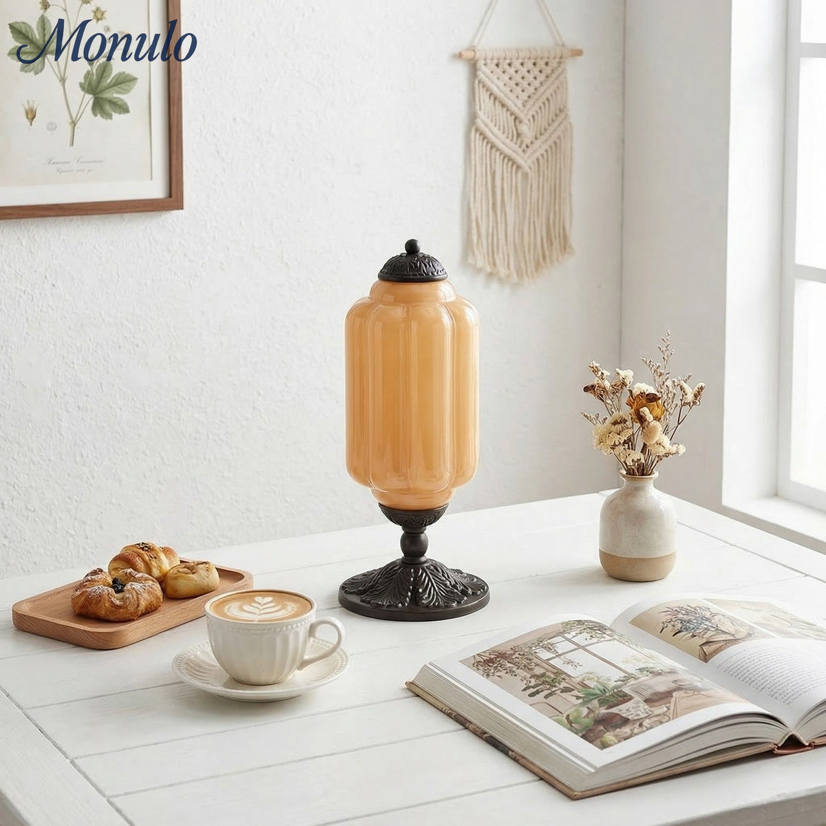 Lampe de table en verre avec design festonné style vintage chambre salon éclairage d’accent noir laiton verre mat | Sansoti