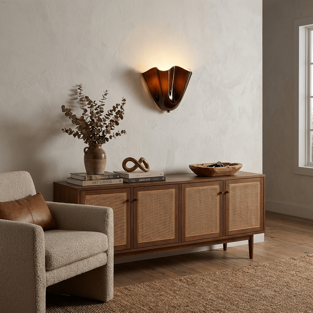 Petalia Wall Light — Sculptural Petal-Inspired Glass Wall Lighting with G9 Socket and Hardwired Installation (28 × 25 × 13 cm) | Sansoti
