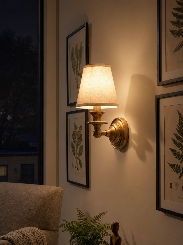 Applique murale avec abat-jour en tissu et bras col de cygne – luminaire en fer forgé avec lampe de lecture réglable | Sansoti