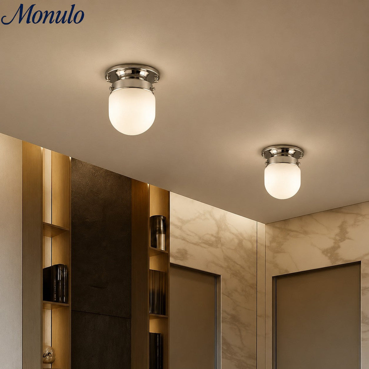 Opalglas Wandleuchte & Deckenleuchte Doppelfunktion Modernes Design Messing | Sansoti