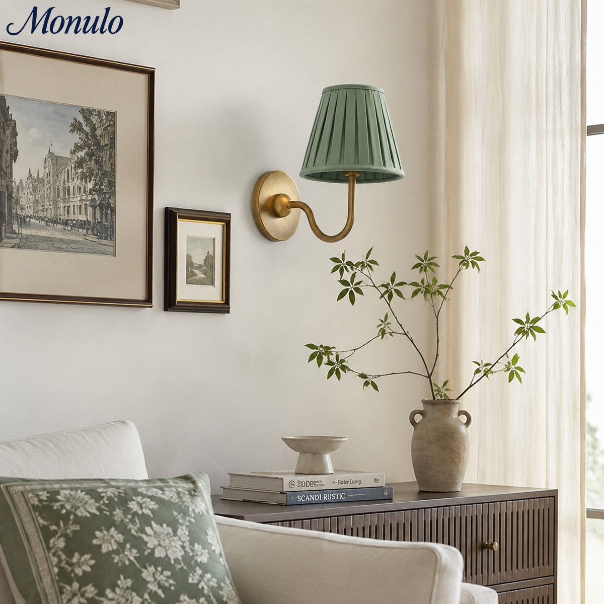 Wall Lamp with Pleated Fabric Shade – Classic Lighting for Bedroom and Living Room | Sansoti