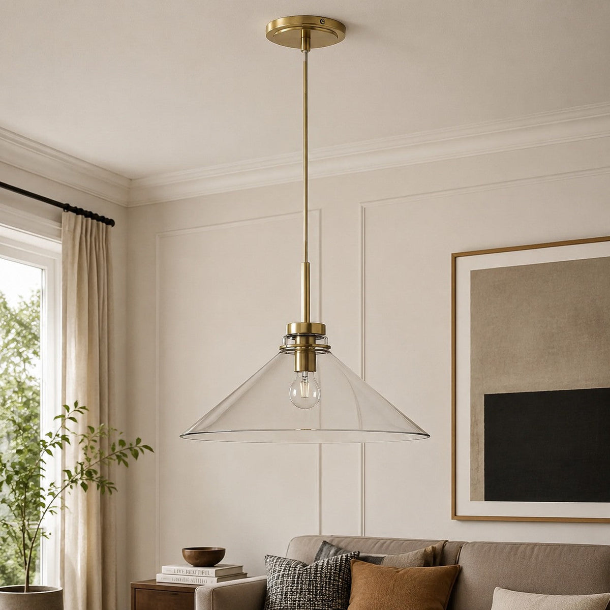 Cone-Shaped Pendant Lamp in Country Style - Dimmable - For Kitchen and Hall - Scandinavian Inspired - Modern Farmhouse Lighting | Sansoti
