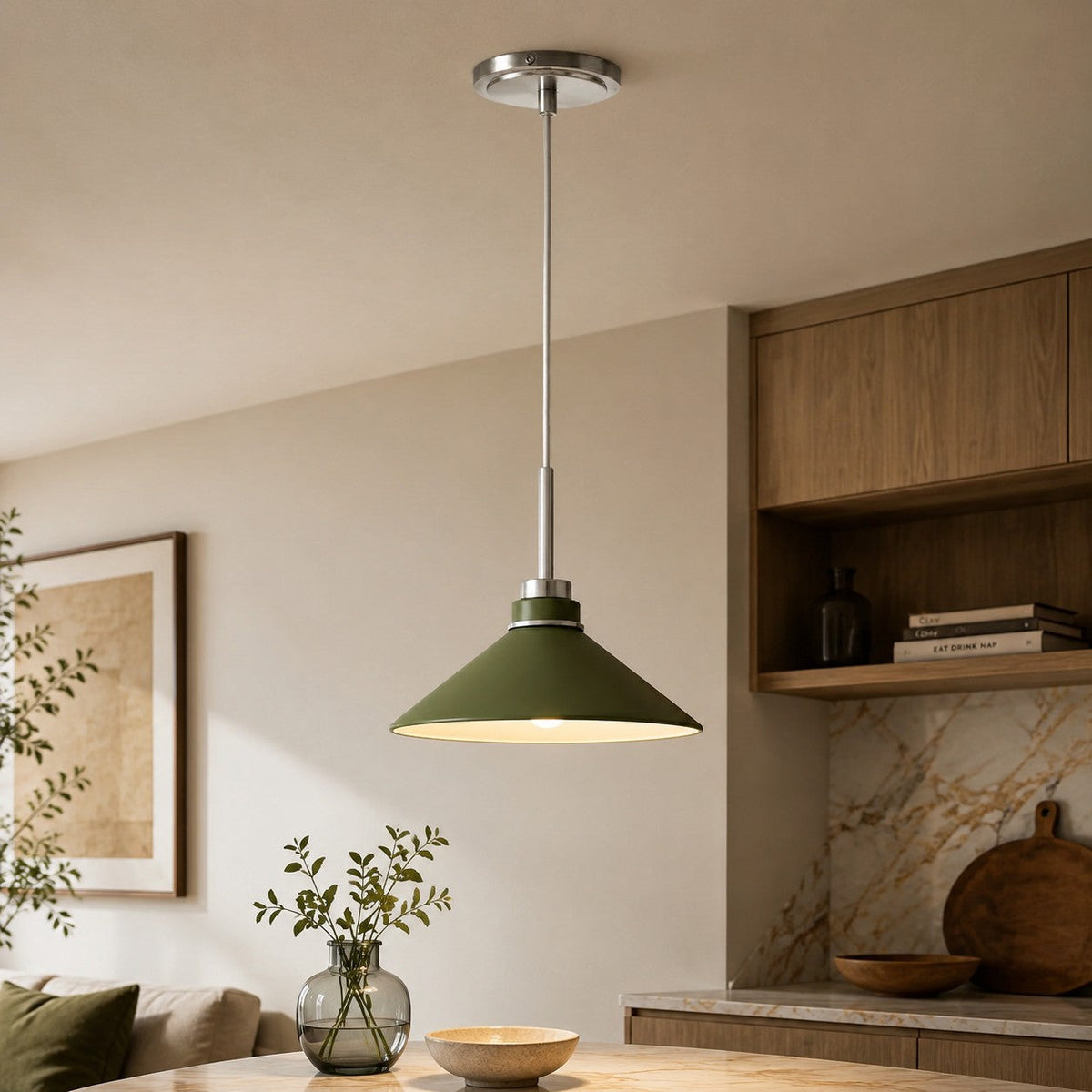 Cone-Shaped Pendant Lamp in Country Style - Dimmable - For Kitchen and Hall - Scandinavian Inspired - Modern Farmhouse Lighting | Sansoti