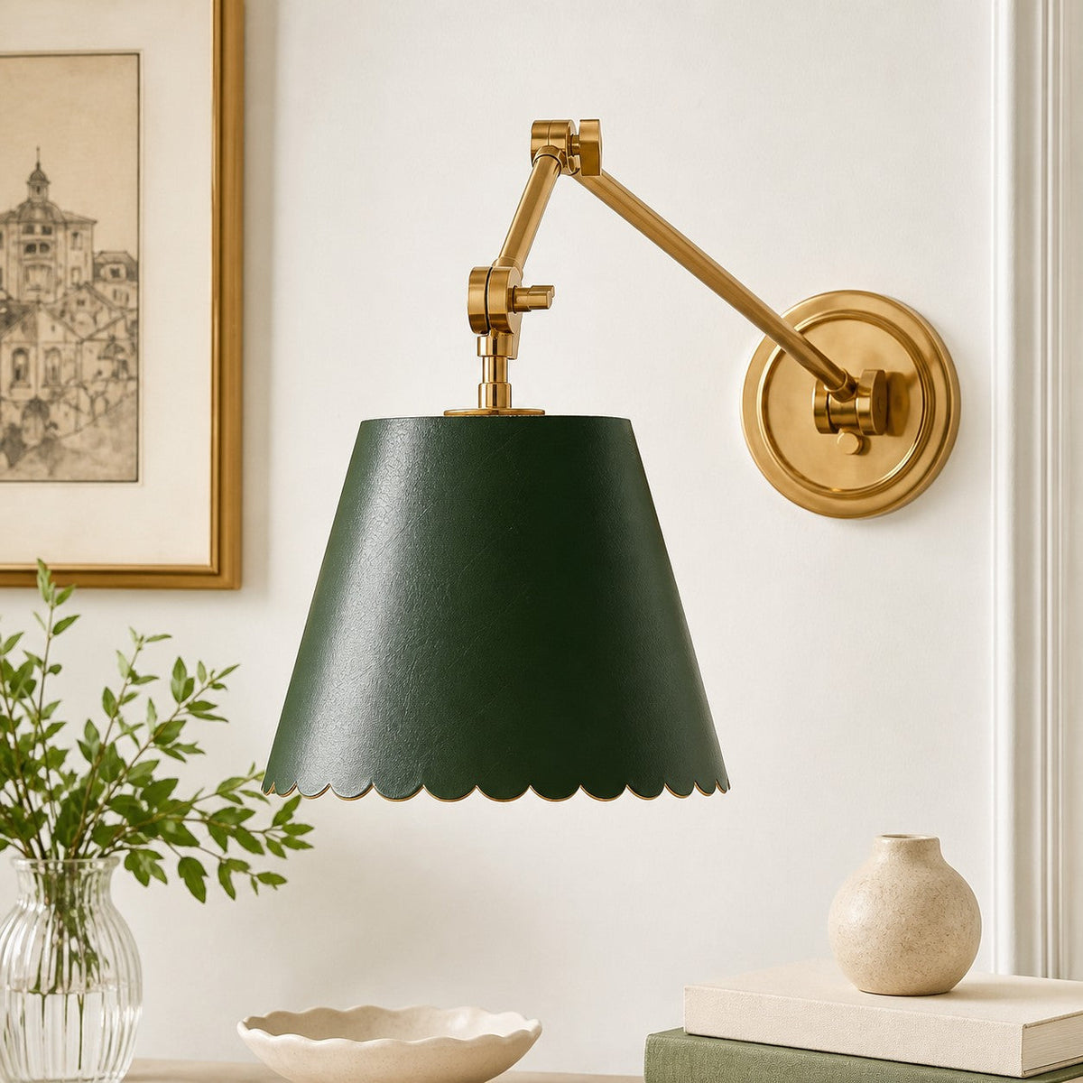 Wall Lamp with Scalloped Shade – Modern Rustic Lighting for Bedroom and Living Spaces | Sansoti