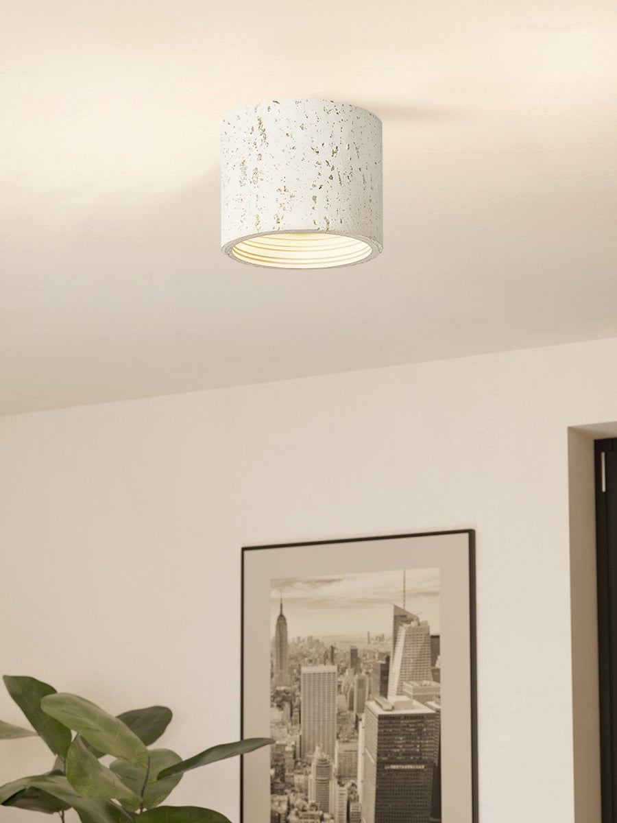 Cylindrical Travertine Ceiling Lamp – LED Lighting for Modern Interiors | Sansoti