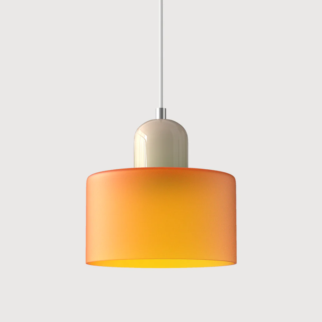 Suspension vintage en verre coloré et métal réglable, éclairage d’ambiance pour coin repas, plafonnier au design rétro | Sansoti