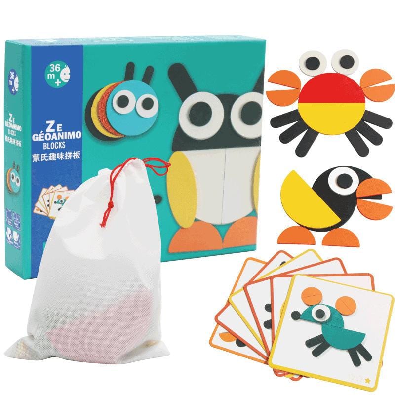 Puzzle en bois 3D représentant des animaux pour tout-petits, jouet éducatif coloré pour le développement de la motricité et un plaisir de jeu en toute sécurité | Sansoti