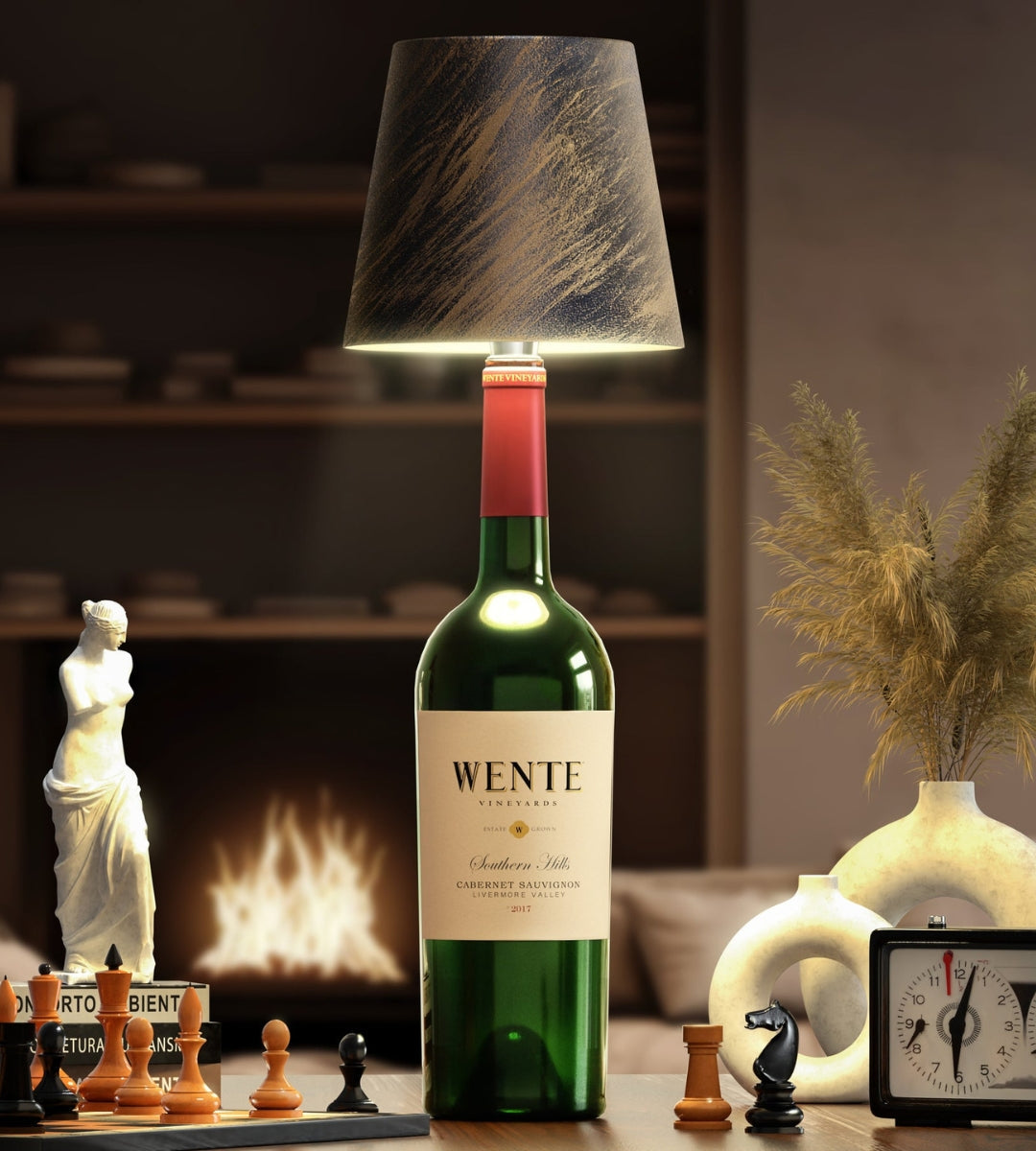 Lámpara para botella LED recargable de aluminio, lámpara de mesa para botella de vino, luz cálida | Sansoti