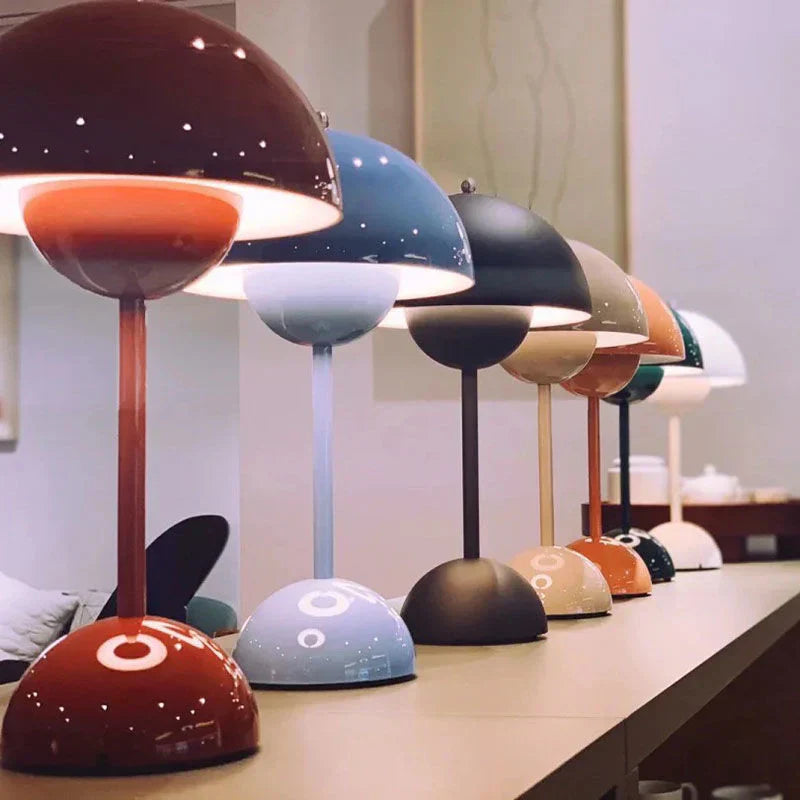 LED Table Lamp Mushroom Rechargeable Dimmable Design Metal 29cm | Sansoti