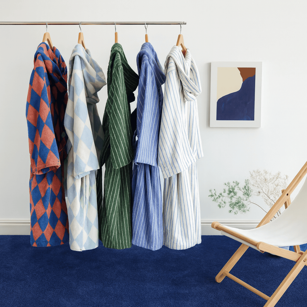 Cotton Bathrobe with Striped Jacquard Weave | Absorbent Organic Cotton for Spa Comfort and Wellness | Sansoti