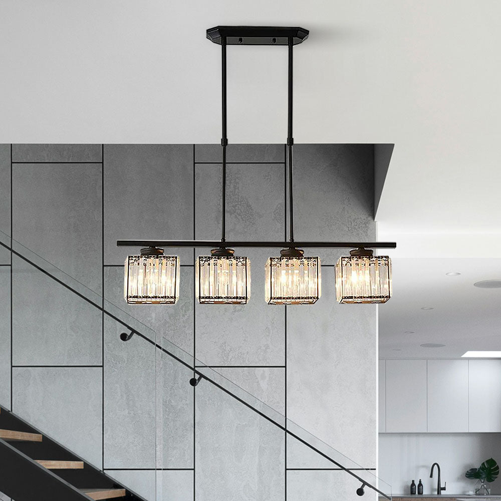 Suspension verre E27 noir 3 ou 4 lumières table à manger îlot de cuisine suspension scandinave plafonnier cuisine salon | Sansoti