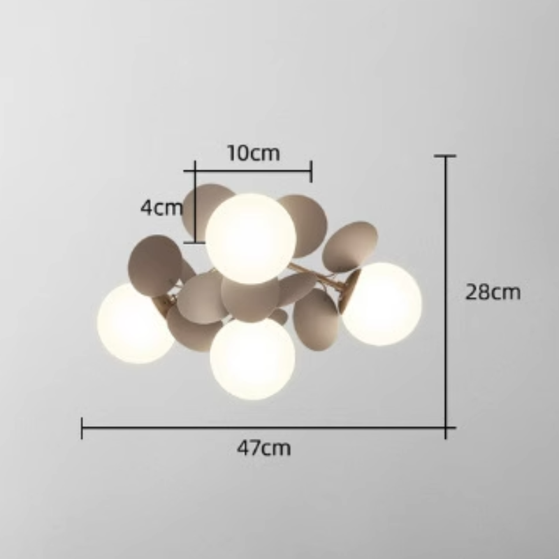 Blumen-Kronleuchter mit Glasblättern, Deckenleuchte mit mehreren Lichtquellen für Wohnzimmer, Esszimmer und Schlafzimmer | Sansoti