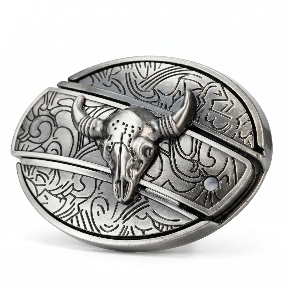 Boucle de ceinture western ovale en métal avec outil EDC intégré | 24 designs | alliage de zinc | 7,7 x 6 cm | Sansoti
