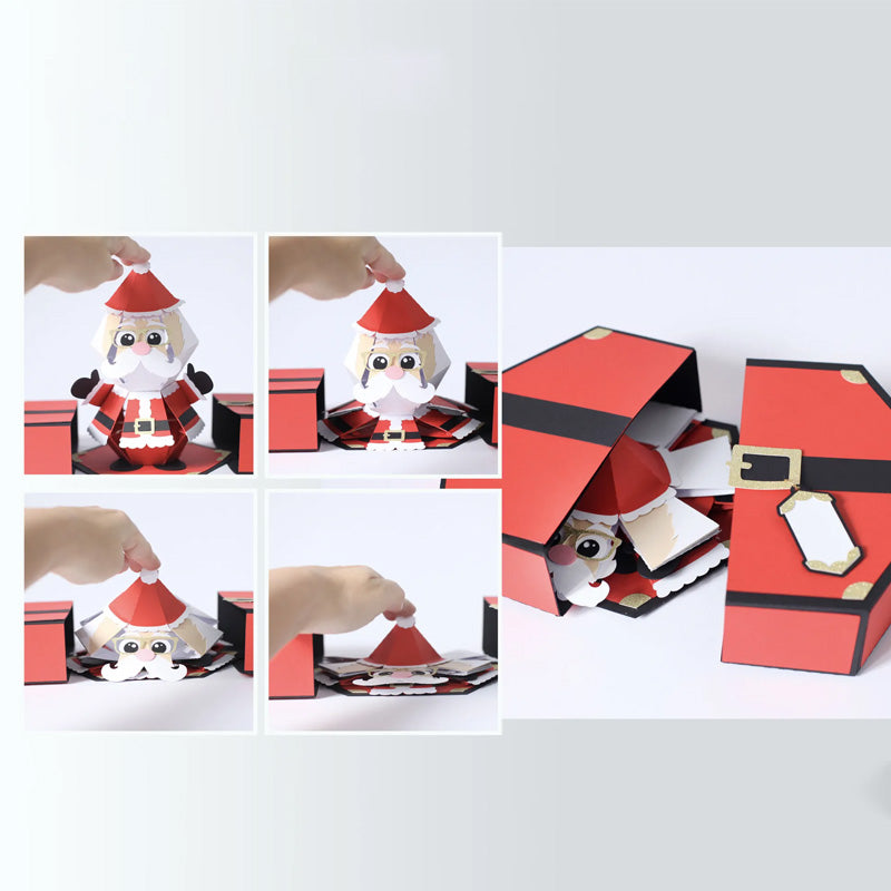 3D Pop-up-surprisebox z figurką Świętego Mikołaja na zabawne życzenia bożonarodzeniowe Interaktywny prezent Kartka świąteczna Niespodzianka | Sansoti