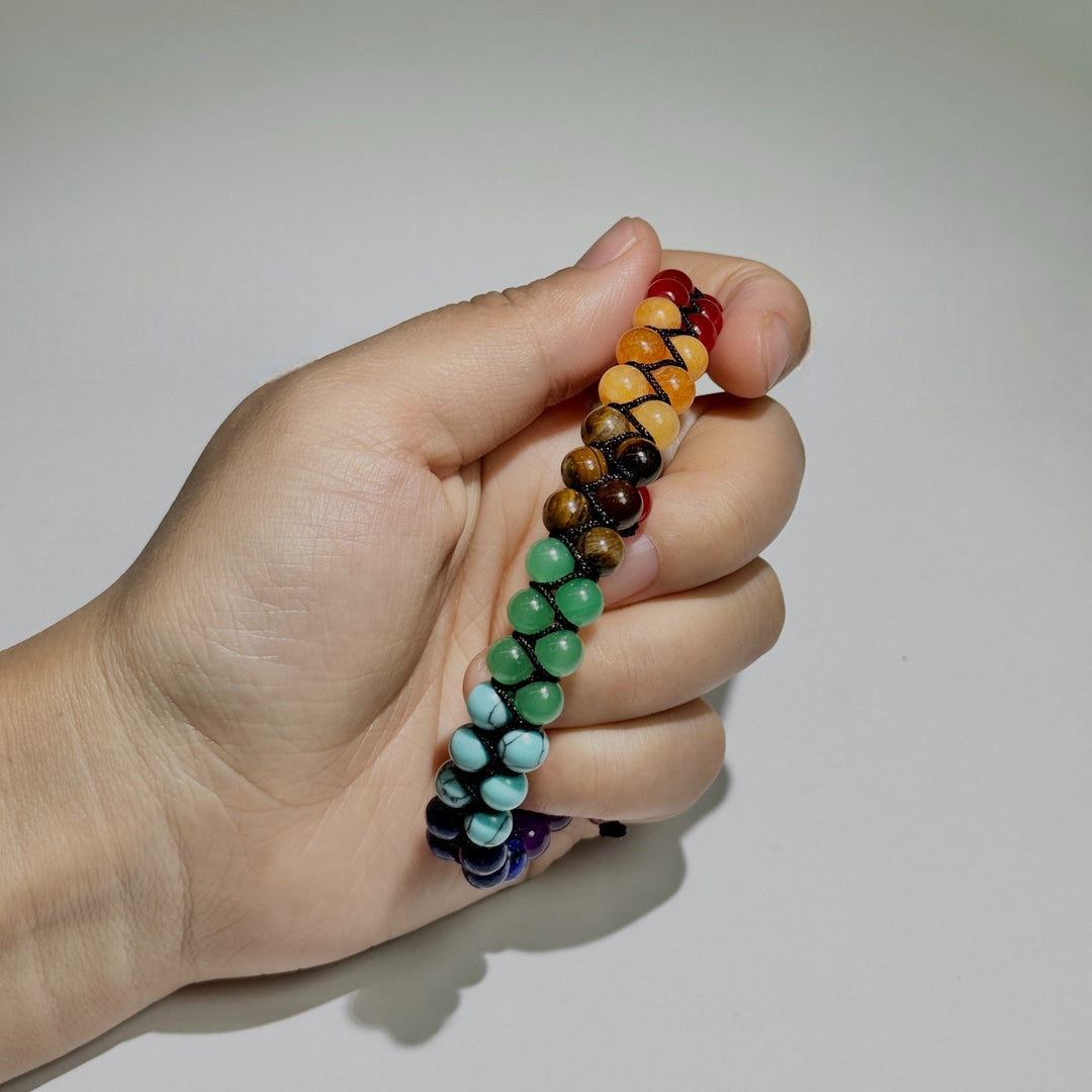 Adjustable Chakra Bracelet Natural Stone Energy Beads Meditation Yoga Spiritual Wellness Unisex Jewelry | Sansoti