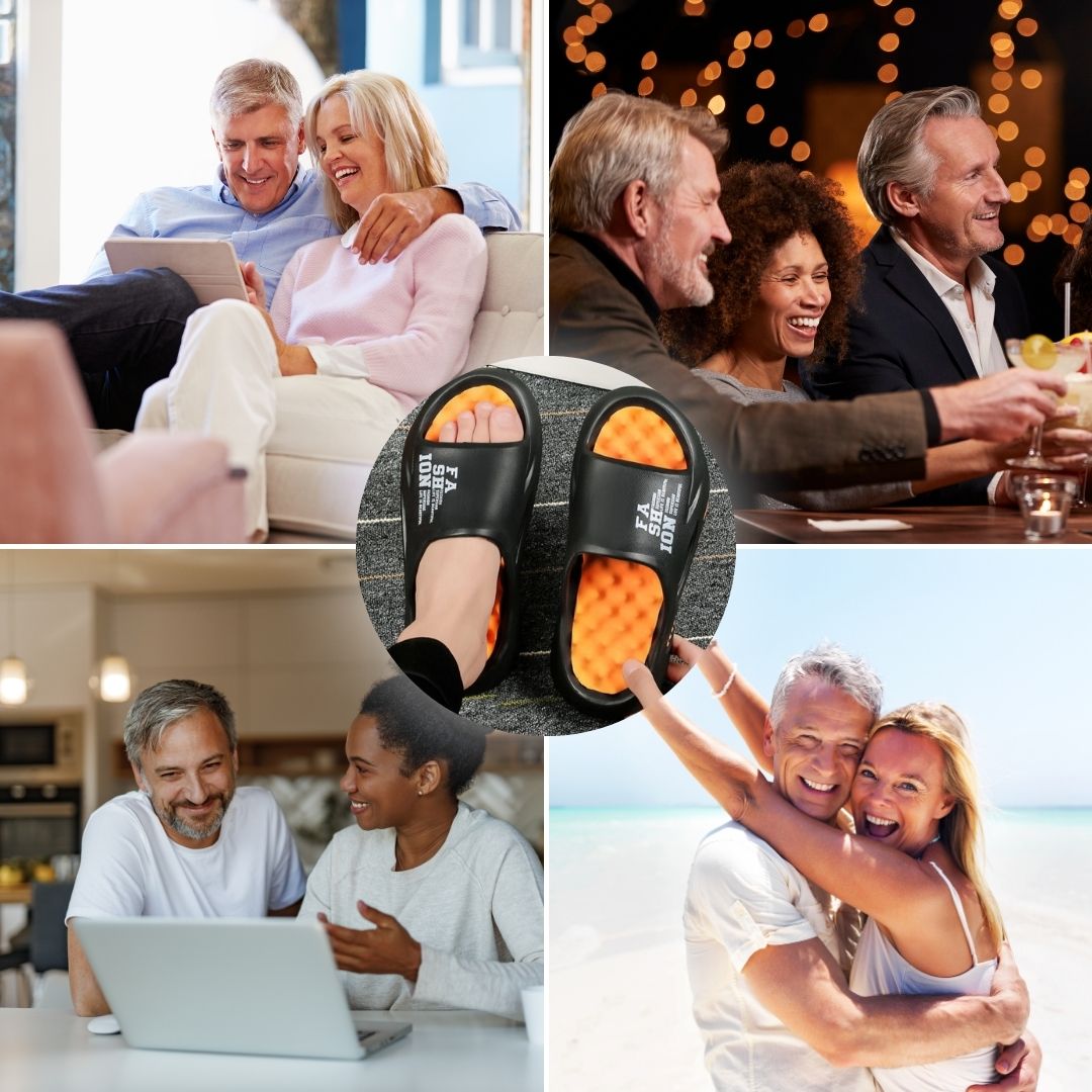 Ergonomische Massageslippers met Acupressuur Noppen Unisex Zwart Wit Grijs Badslippers Reflexologie Wellness | Sansoti