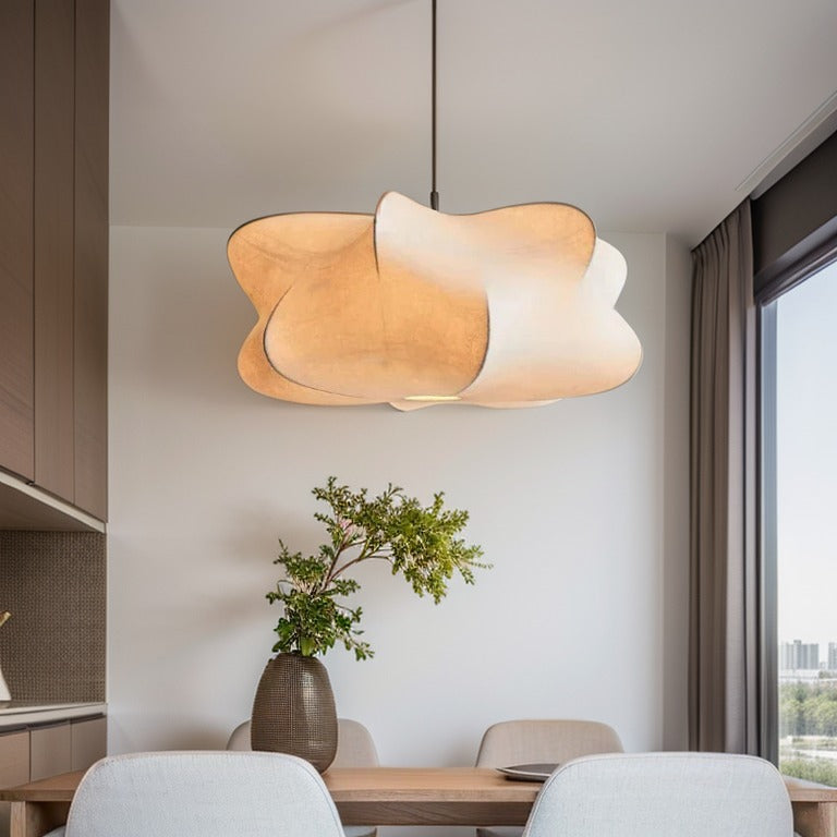 Suspension en soie – style japonais – rose clair ou blanc – lumière blanche chaude – salon et chambre – suspension moderne à l’aspect naturel | Sansoti