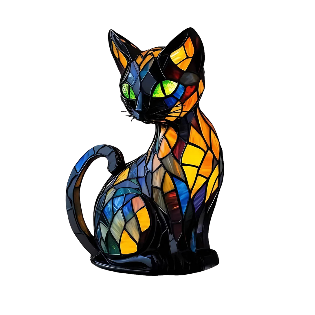 Handmade Cat Lamp, Table Mood Light, Warm LED Night Light, Decorative Ambient Lighting for Cat Lovers | Sansoti