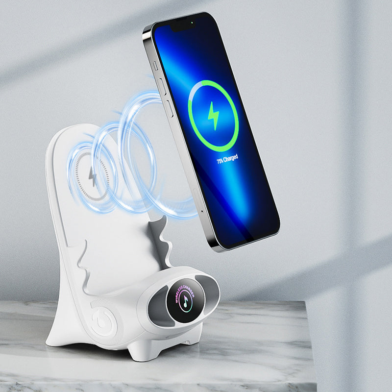 Draadloze Telefoonlader met Stoelvorm Houder Geluidversterker Standaard Functie Smartphone Opladen Bureaustandaard | Sansoti