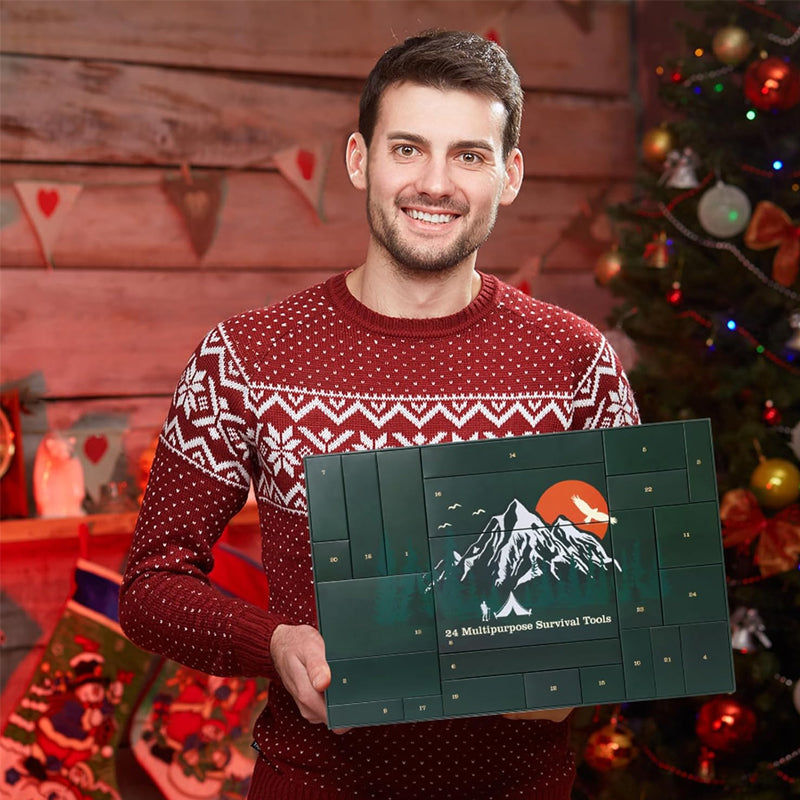 Adventskalender met Overlevingsgereedschap 24 Vakjes Outdoor Camping Wandelen Survival Kit Kerst Decoratie | Sansoti