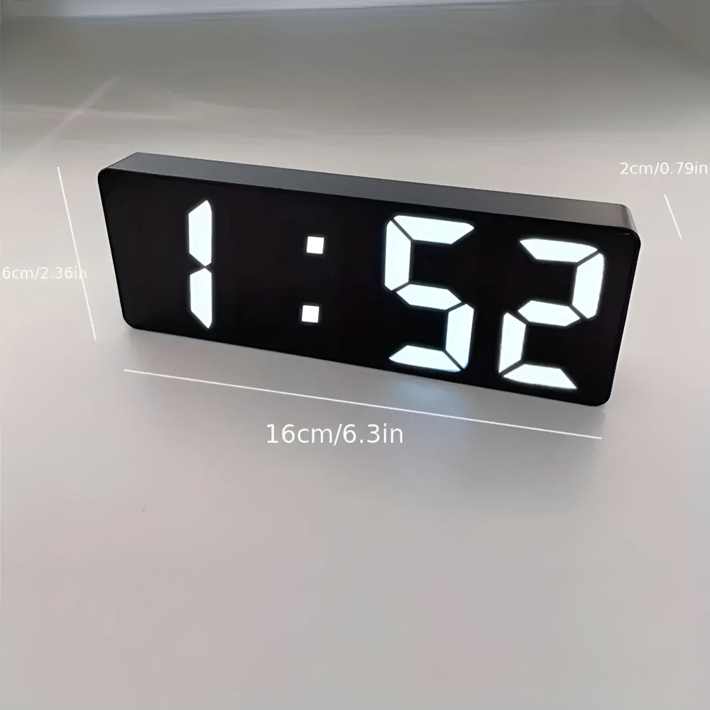 Cyfrowy lustrzany budzik LED z datą i temperaturą — minimalistyczny design do sypialni i biura | Sansoti