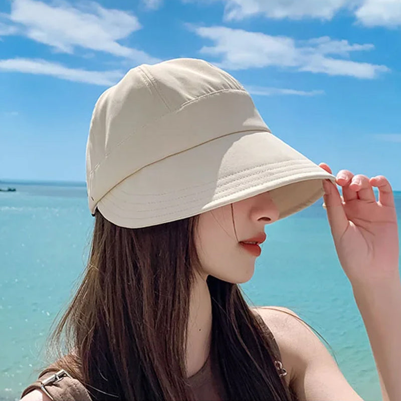 Adjustable Women’s Sun Hat Cotton UV-Protective Breathable Foldable Beach Outdoor Summer Hat Black Travel | Sansoti