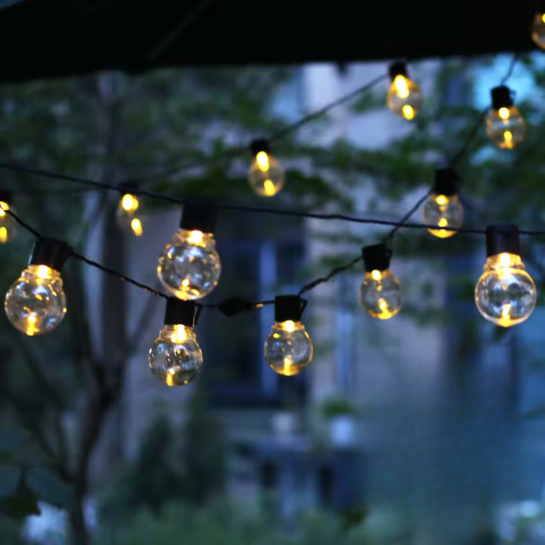 Solar LED String Lights 20 Bulbs Warm White Garden Lighting Party Lights Waterproof USB Rechargeable Camping Outdoor | Sansoti