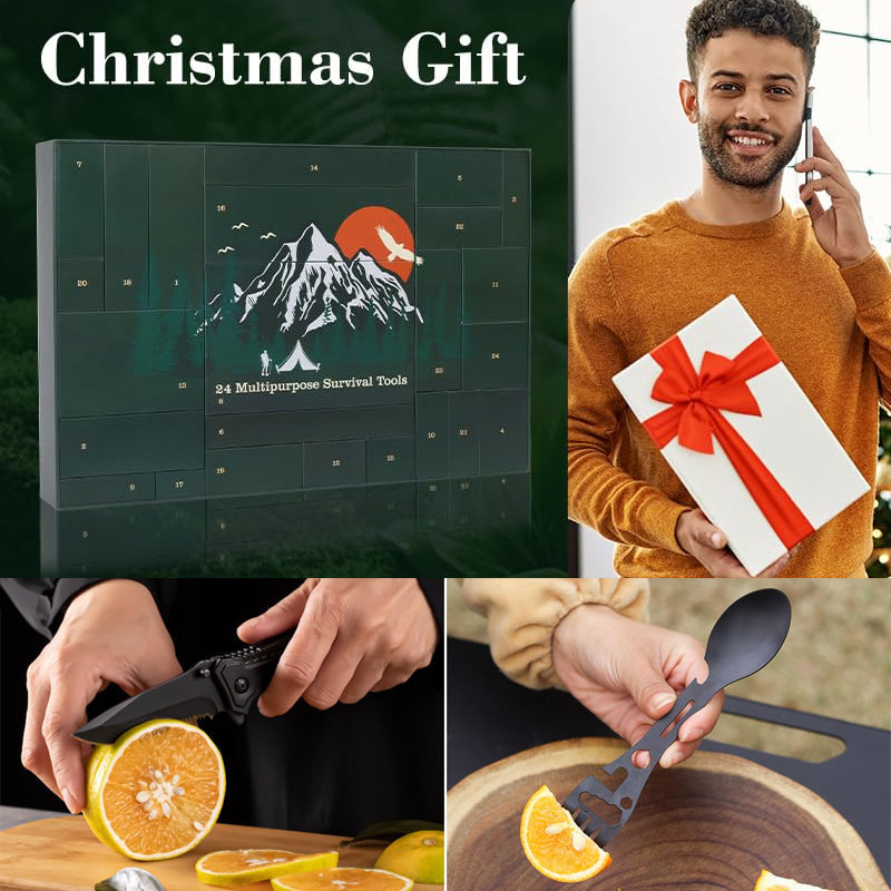 Adventskalender met Overlevingsgereedschap 24 Vakjes Outdoor Camping Wandelen Survival Kit Kerst Decoratie | Sansoti