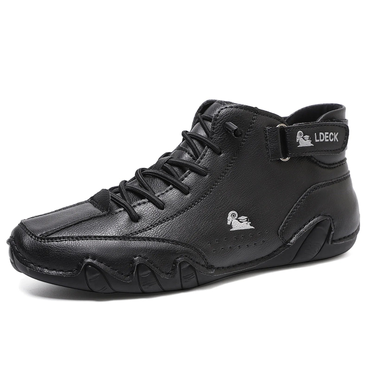 Waterproof Men's Boot Shoes with High Shaft and Elastic Closure Faux Leather Rugged Streetwear | Sansoti