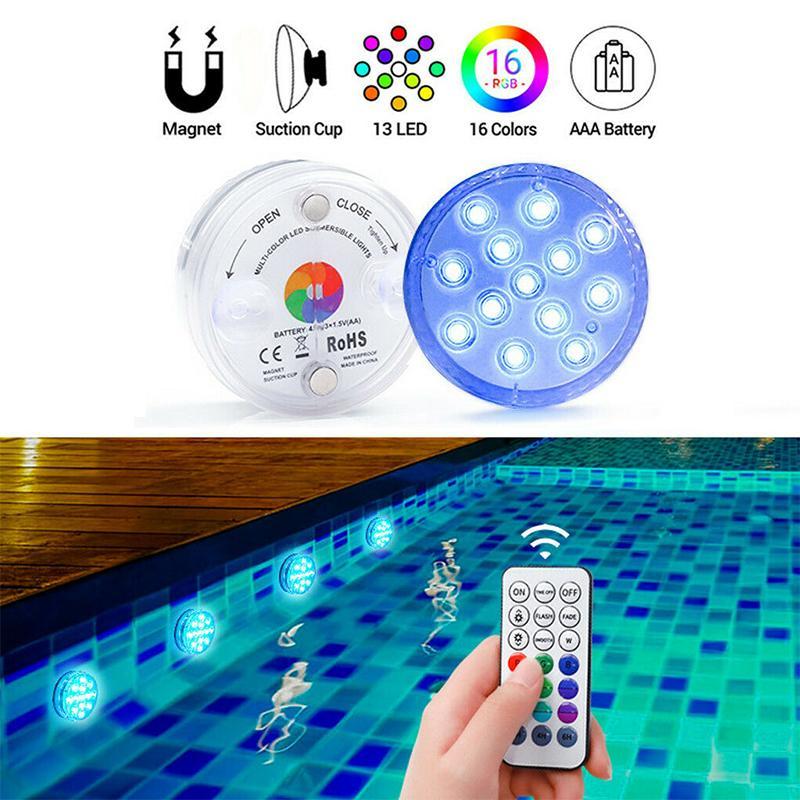LED Underwater Light with Remote Control for Swimming Pool, Fountain, Bath, Aquarium, IP68 Waterproof, 16 Colors | Sansoti