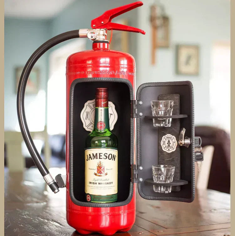 Secret Drink Storage Fire Extinguisher Capsule Metal Red Black Mancave Bar | Sansoti